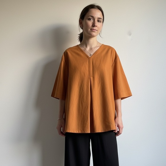 COS Tops - COS Sz M Orange Minimalist Structured Oversized Trapeze Blouse